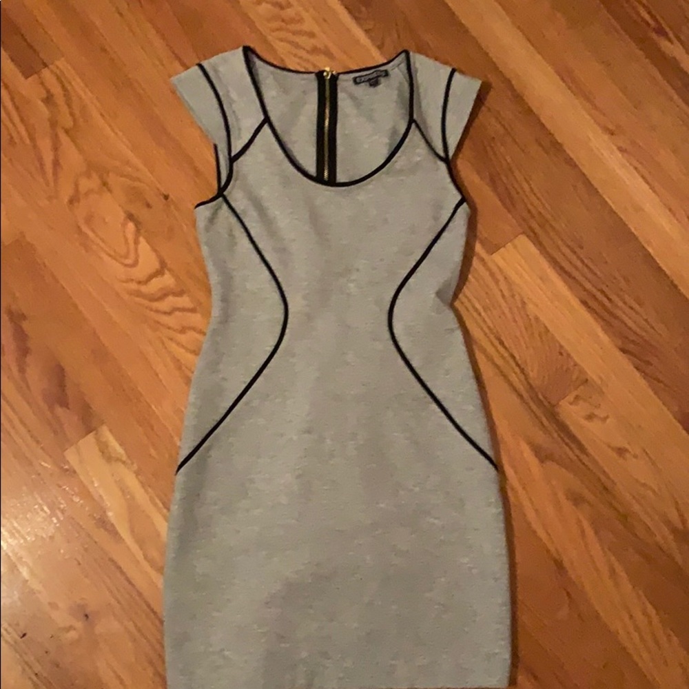 Grey dress with black piping